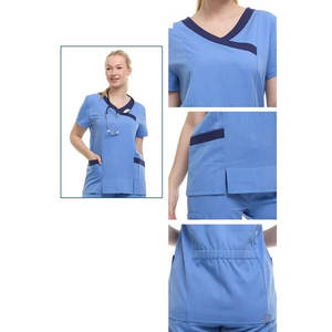 Uniformes Médicos Personalizados, Uniformes de Hospital, Uniformes de Enfermería, Top de Manga Corta, Traje de Enfermería, Corte Ajustado y Elástico - Product Image 5