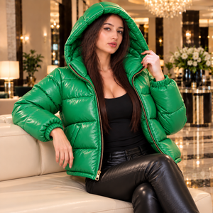 <b>Womens</b> Beige Satin Motorcycle <b>Jacket</b> Hood Genuine Leather Shell Breathable <b>Quilted</b> Winter Outerwear <b>Lightweight</b> Warm Casual - Product Image 3