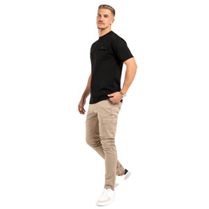 Camiseta de algodón grueso para hombre, cuello redondo, manga corta, con botones y bolsillo en el pecho - Product Image 1
