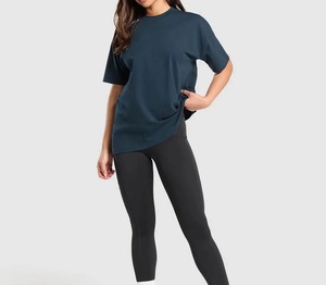 Camiseta de Manga Corta con Cuello Redondo Extra Grande para Mujer, Color Sólido, Corte Holgado, Transpirable, Tejido de Algodón, para Todas las Temporadas - Product Image 5