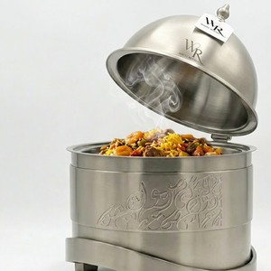 Ramadan 2027 Luxury Food-Grade 304 Stainless Steel Chafing Dish Set Arabic Calligraphy <b>Buffet</b> <b>Server</b> Heat Retention Wholesale - Product Image 3