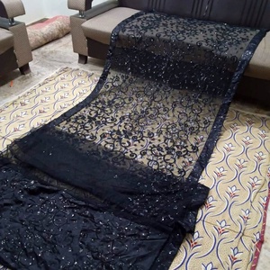 2022 vente chaude indien/pakistanais brodé séquence travail Saree fête porter en soie - Product Image 4