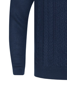 Pull col roulé pour homme en coton épais, couleur unie, tricoté, décontracté, à rayures, avec fermeture éclair sur le devant, idéal pour l'hiver - Vente en gros - Product Image 3