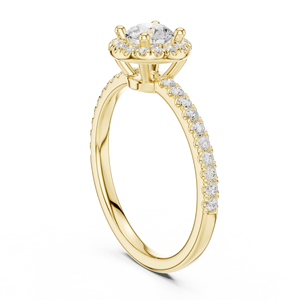 Anillo de Diamante Cultivado en Laboratorio con Corte Redondo, Oro de 14K/18K, Solitario con Halo y Pavé, 0.88Ct DEF VVS, Joyería de Lujo, Anillo de Boda, ODM - Product Image 3