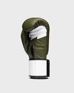 Professional Fly Green & White Lace Up Boxing Gloves Customized Genuine Leather Martial Arts MMA Muay Thai Sports Gear - Product Image 3