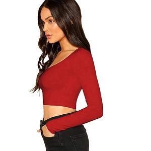 Hauts de gymnastique de coupe basique pour femmes vêtements sexy grande taille pour femmes chemisiers et chemises unisexe pour femmes haut court t-shirt à manches longues - Product Image 6