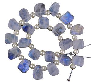 21-Piece Natural Rainbow Moonstone Collection Untreated Raw Genuine <b>Blue</b> Fire <b>Top</b> Side Drill Loose Jewelry Rough Gemstones - Product Image 1