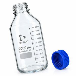 Botella de reactivo de vidrio borosilicato de 2L con boca estrecha y tapa de rosca azul, a prueba de fugas, graduada, para almacenamiento de soluciones químicas - Product Image 6