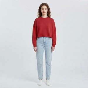 Sudadera Corta para Mujer, Manga Larga, Cuello Redondo, Informal, Suave y Cómoda para Uso Diario, Ropa Personalizada - Product Image 1
