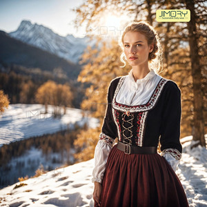 Jimory Compra Vestido Dirndl Premium para el Oktoberfest, Tendencias 2025 para Adolescentes, Traje Bávaro Trachten Alemán, Vestido Dirndl Ajustado - Product Image 3