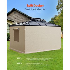 Copertura Invernale per Gazebo 10 x 10 piedi in PE ad Alta Densità, 4 Pannelli Laterali con Chiusura a Cerniera, Pareti Laterali per Gazebo con Tetto Rigido - Product Image 6