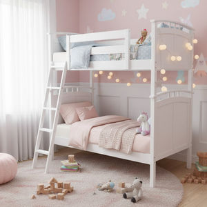 Lit superposé traditionnel en bois de hêtre pleine grandeur, couleur café, bois massif, conforme aux normes CPSC et ASTM, pour chambre d'enfant - Vente chaude - Product Image 2