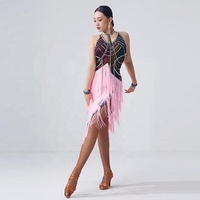 Robe de danse latine de compétition, Costumes, jupe de spectacle, strass, adultes, enfants, robe à franges, couleurs variées, L-2221