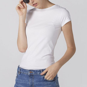 <b>Women's</b> Premium Slim Fit <b>White</b> Cotton T-<b>Shirt</b> Crew Neck <b>Short</b> <b>Sleeve</b> Casual Jersey Breathable Solid Color Regular Length - Product Image 1