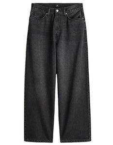 กางเกงยีนส์แบบมีกระเป๋า5กระเป๋าสำหรับผู้ชายผ้าฝ้าย100% ทรงหลวมเข้ารูปสีดำดีไซน์ใหม่ - Product Image 3