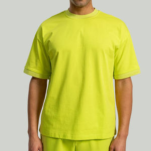 <b>Mens</b> Lime Yellow Oversized Short Sleeve Cotton T-<b>Shirt</b> Custom Logo OEM ODM Wholesale Apparel - Product Image 5
