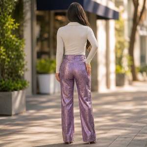 Women's Snakeskin <b>Flare</b> Pant High Waisted Wide Leg <b>Trouser</b> Statement Fashion Party Wear Women <b>Leather</b> <b>Trousers</b> Stylish Outerwear - Product Image 4