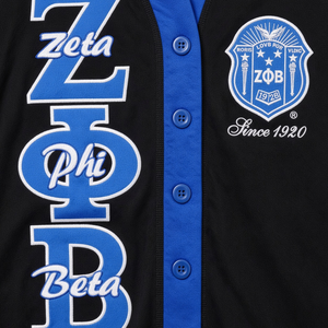 Cardigan à lettres Zeta Phi Beta pour femme, noir et bleu roi, boutonné sur le devant, col en V, avec emblème grec, depuis 1920, pull de sororité - Product Image 5
