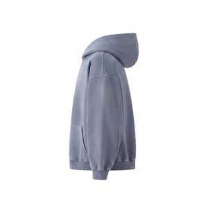 Sweat-shirts et sweats à capuche pour hommes grande taille, délavés à l'acide, effet soleil, usés, à épaules tombantes, unis - Product Image 3