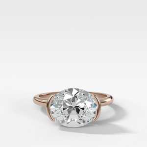 Wholesale F VS Oval CVD Diamond East West <b>Ring</b> 14K Real Gold 2 CT Moissanite Bezel 1.7mm Band Factory Supplier OEM IGI Certified - Product Image 4