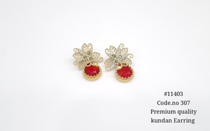 Pendientes colgantes Kundan 11403, chapados en oro, con piedra doble de circonita cúbica, joyería floral para bodas y fiestas, para mujer - Product Image 3