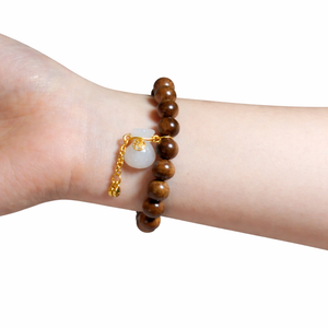 Warm Sandalwood Bracelet with Mixed <b>Jade</b> Charms - Product Image 6