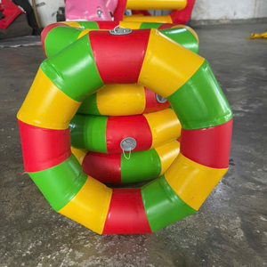 Flotador Inflable de PVC para Niños, Anillo de Natación Redondo con Rayas Coloridas - Product Image 1