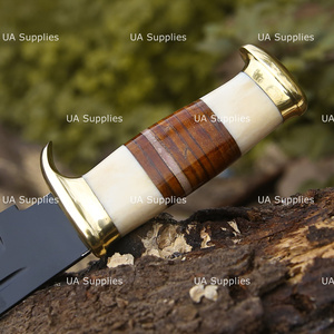 UA Supplies Professional Hand Forged High Carbon Steel Fixed Blade Drop Point Hunting Survival <b>Knife</b> 8 Wood <b>Handle</b> Leather - Product Image 3