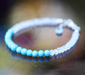 Natural Moonstone Turquoise Bracelet Sterling Silver June December Birthstones Handmade Gemstone Jewelry Gift - Product Image 4