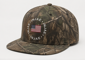 Casquette de camouflage personnalisée brodée en gros, motif drapeau et arbre, visière plate, 6 panneaux, profil moyen, haute qualité - Product Image 2