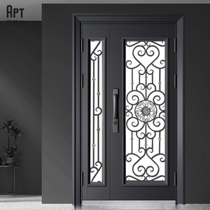 <span class=keywords><strong>Porta</strong></span> d'Ingresso Moderna in Alluminio con Pannello in Vetro Temperato, <span class=keywords><strong>Porta</strong></span> Frontale Personalizzata, Porte di Sicurezza Esterne per Casa, Villa, Hotel - Product Image 6