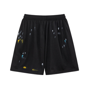Shorts en maille jaunes pour hommes avec poches zippées, taille à cordon de serrage, style sportif, respirant, léger, vêtements de sport - Product Image 5