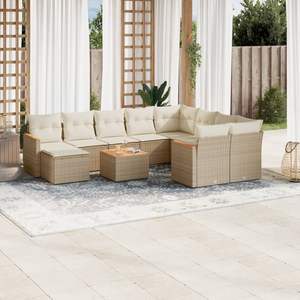 Beige Garden <b>Sofa</b> Set Outdoor <b>Rattan</b> Cushioned Contemporary Design Furniture - Product Image 1