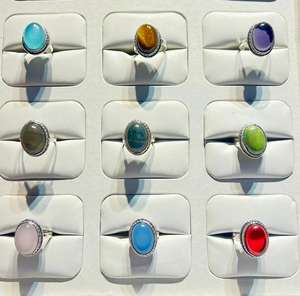 Vintage Rose <b>Quartz</b> Lapis Lazuli Tigers Eye Chalcedony Natural Gemstones 925 Silver Plated Brass Prong Set Unisex Fashion <b>Ring</b> - Product Image 2