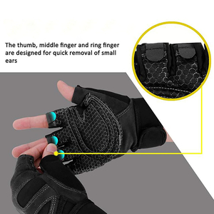 <b>Half</b> Finger Gym Gloves Breathable Lightweight Vinyl Adjustable Wrist Strap Non <b>Slip</b> Fitness Weight Lifting Training Unisex - Product Image 3