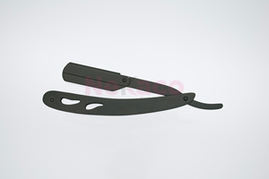 Proveedor Profesional OEM de Marca Privada, Navaja de Barbero Plegable, Mango de Acero Inoxidable Negro, Navaja de Barbero Recta para Salón - Product Image 6