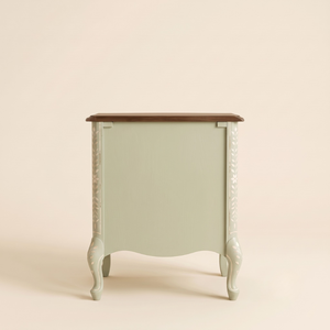 Vintage Bone Inlay Solid Wood Nightstand 1 Drawers Open <b>Shelf</b> <b>Bedside</b> Cabinet Turned Legs Farmhouse Durable -Multi Purpose Table - Product Image 2