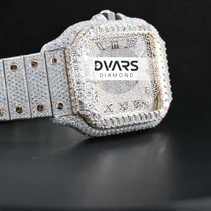 New Arrival Luxury 42mm Square Case 20mm Band Moissanite Hip Hop Diamond Watch for Gifts & Occasions - Product Image 5