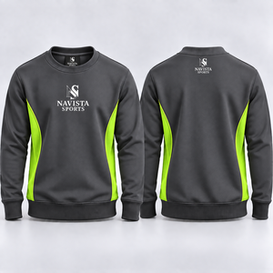 Breathable Sporty Custom Logo <b>Crewneck</b> Sweatshirt Men OEM Wholesale Blank Heavyweight 370g Polyester/Cotton Fabric - Product Image 1