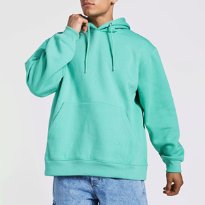 Sweat à capuche oversize décontracté pour homme, motif uni, en molleton 100 % coton, style streetwear, avec poche - Product Image 1