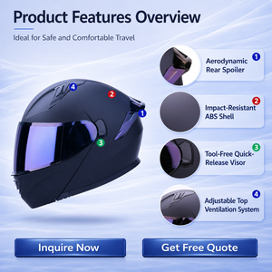 批发 DOT 认证工厂价 OEM 支持 舒适 ABS 材质模块式翻盖摩托车头盔 - Product Image 5
