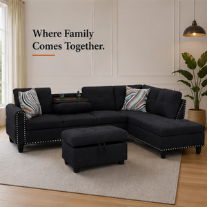Luxury L Shape Sectional <b>Sofa</b> Bed Set Memory <b>Foam</b> Filled Compact Convertible Sleeper Couch Modern Living Room Home Hotel <b>Sofa</b> - Product Image 3
