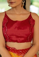 Sarees Tradicionales KV para Bodas y Fiestas, de Rayón Estampado Bandhani Georgette, Sin Arrugas, Reversibles y de Secado Rápido