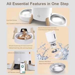 เครื่องให้อาหารสัตว์เลี้ยงอัตโนมัติอัจฉริยะสำหรับสุนัขและแมว พร้อมจอ LCD ตัวเลือกการชาร์จ ดีไซน์ทันสมัย โครงสร้างสแตนเลสและ ABS พกพาสะดวก - Product Image 6