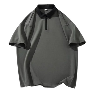 Camiseta de Manga Corta con Cuello Alto para Hombre, Negra, Corte Regular, Secado Rápido, Tejido de Punto, Transpirable, 100% Algodón, Ropa Casual de Golf - Product Image 5