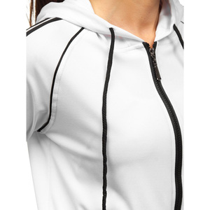 Women's <b>White</b> <b>2</b> <b>Piece</b> Zipper Tracksuit <b>Set</b> Full Length Hooded Vintage Style Solid Side Stripe Knitted Spandex/Nylon Winter - Product Image 6