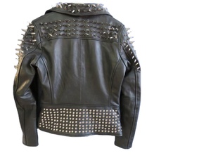 GLORIOUS STREET-chaqueta de cuero auténtico con remaches para mujer, chaqueta a la moda, de piel de oveja auténtica - Product Image 4