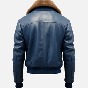 <b>Men's</b> Genuine Leather Winter <b>Jacket</b>-Vintage Style Stand Collar & Front Logo Classic Design - Product Image 2