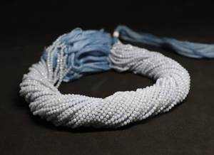 ลูกปัดทรงรอนเดลล์ไมโครเหลี่ยมเพชรพลอยสีฟ้าแคลซี AAA ขนาด 2-2.5 มม. ลูกปัดทรงรอนเดลล์พลอยสีฟ้าแคลซี 13 นิ้ว ลูกปัดทรงรอนเดลล์ไมโครเหลี่ยมเพชรพลอยสีฟ้าแคลซีธรรมชาติ - Product Image 2