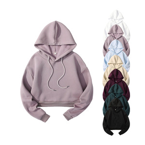Nueva Llegada, Sudadera Corta Personalizada para Mujer, Sudadera con Capucha de Felpa Suave, Ropa Casual de Otoño e Invierno, Color Sólido, Ligera, Logotipo Personalizado OEM - Product Image 2